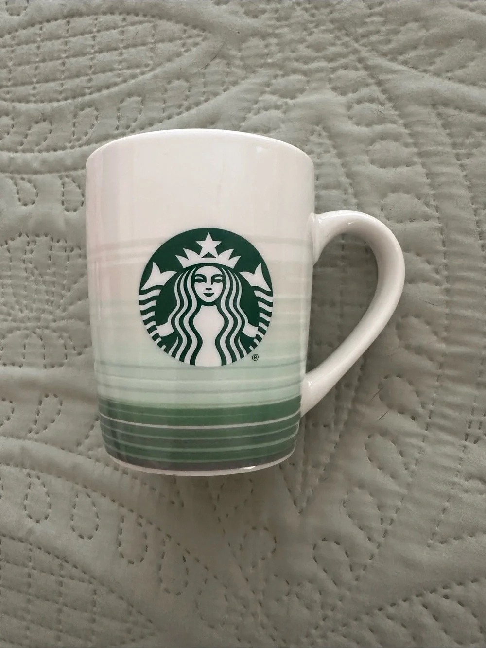 Starbucks Green Ombré Striped Ceramic Coffee Mug